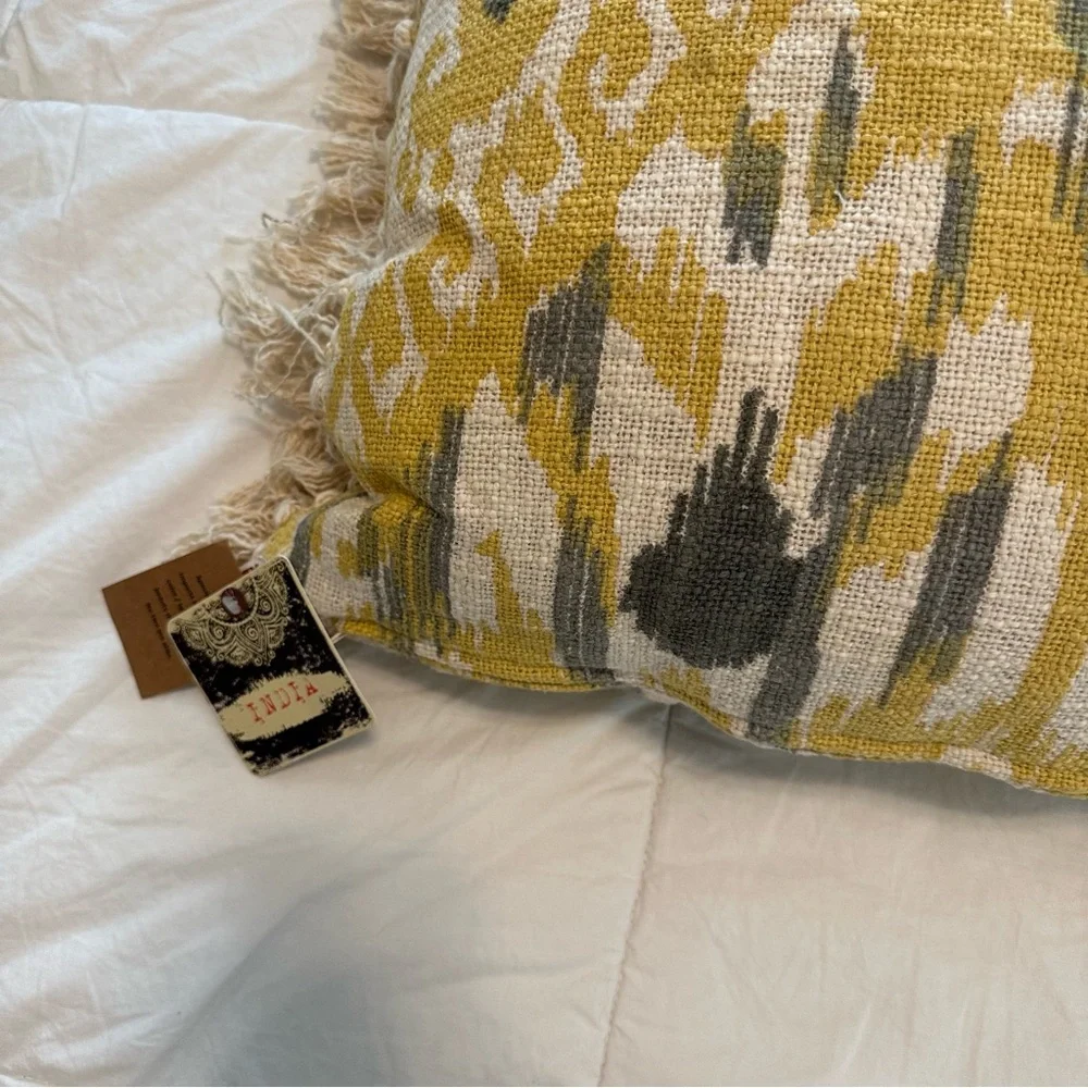 RAJ Bespoke Pottery Barn Bohemian Ikat Indian Moroccan Pillow with tassels